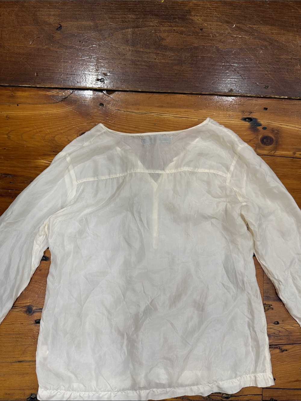 Zara Cream V-Neck Peasant Blouse 100% silk size large - Picture 10 of 10